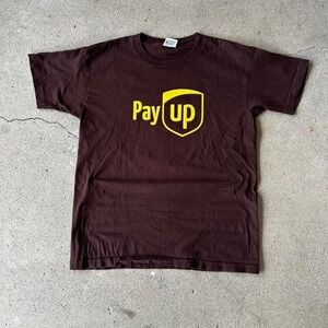Vintage y2k Pay up! UPS graphic brown tee shirt tshirt Size L